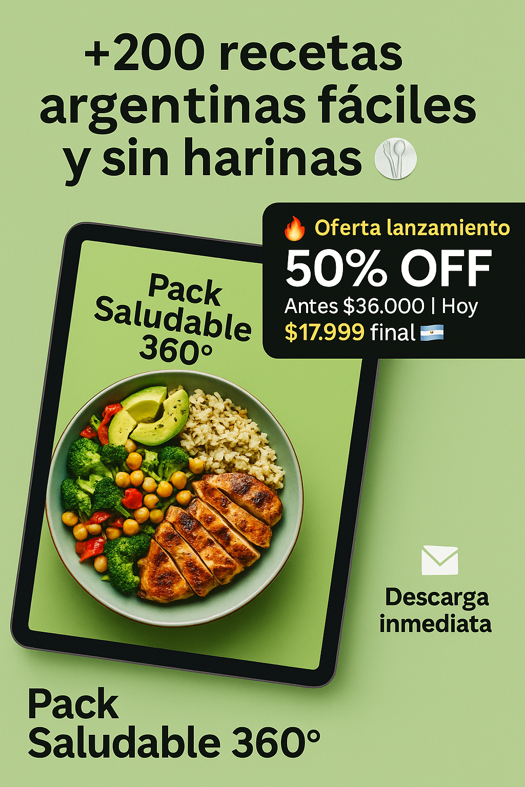 🍴 Comé rico, sano y argentino
El ebook con más de 200 recetas fit fáciles y rápidas, para comer delicioso sin culpa.

✨ Descargalo al instante con 50% OFF por lanzamiento.

📘 Entrega inmediata por email + garantía de 7 días sin riesgo.